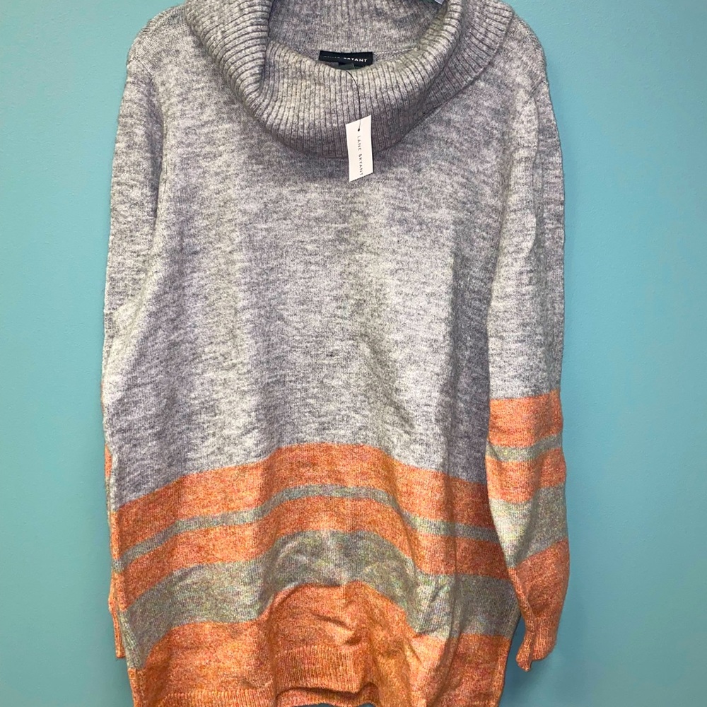 NWT Lane Bryant Gray Sweater Women Acrylic Long Sleeve Cowl Neck Plus Size 14/16